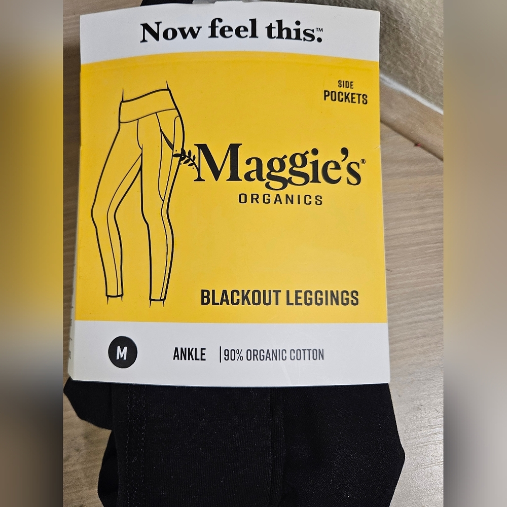 Maggies Organics Women’s Blackout Cotton Side Pocket Leggings Ankle - M